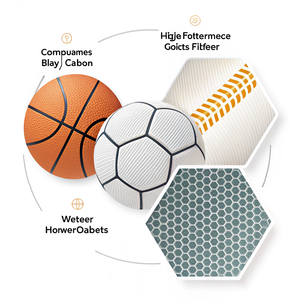 Minimalist 2D illustration of advanced composite materials for sports equipment.