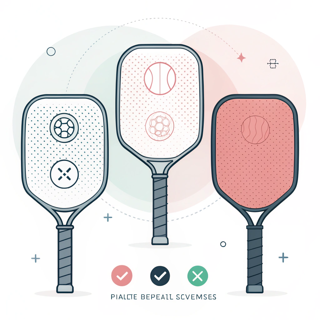 Minimal flat style illustration of sleek, high-performance pickleball paddles.