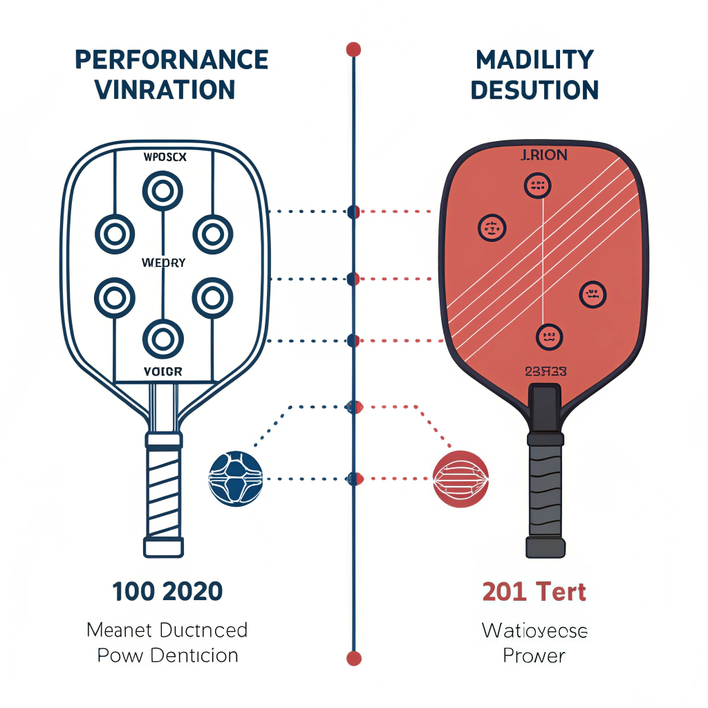 Simple diagram showing symbolic comparisons of paddle performance and manufacturing insights.