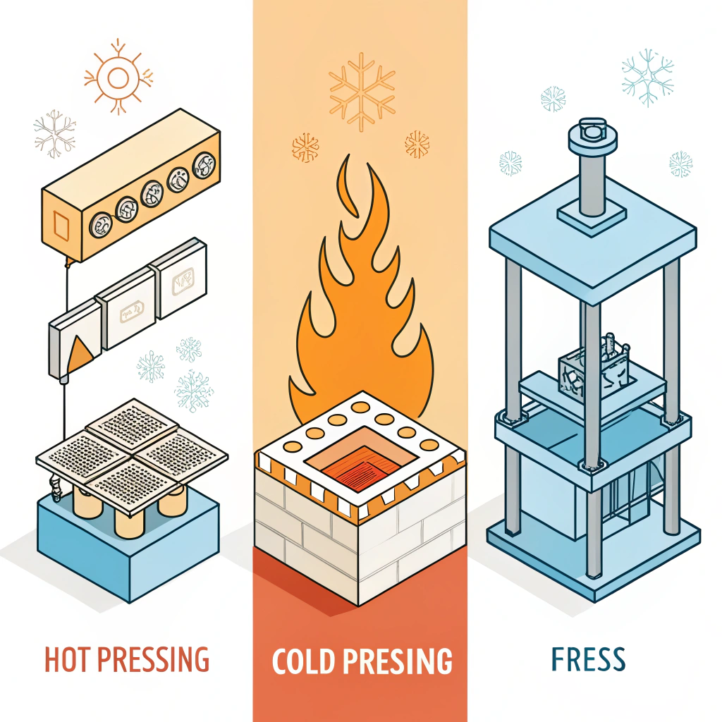Simple 2D illustration of three distinct production techniques in paddle manufacturing