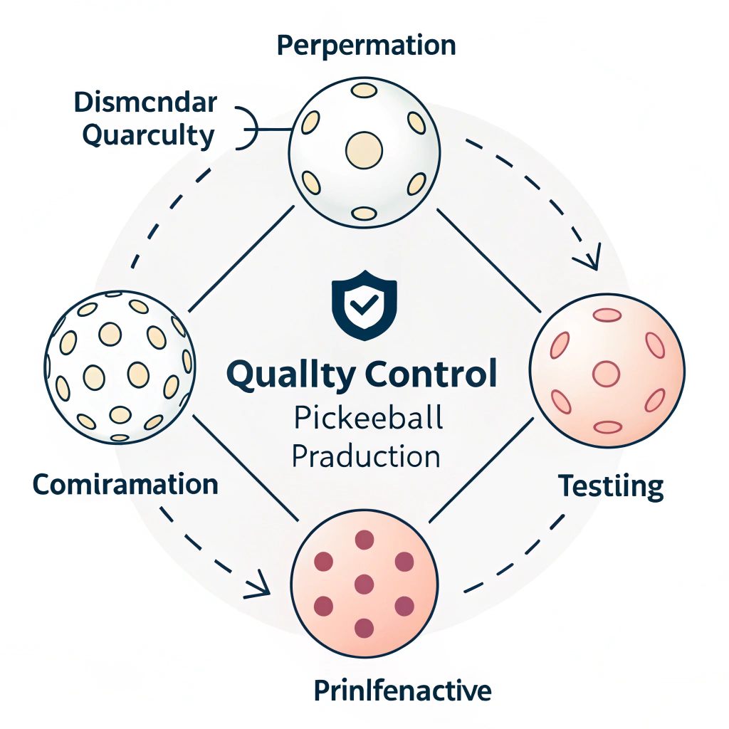 Simple flat style icons depicting inspection, testing, and quality assurance in sports equipment.
