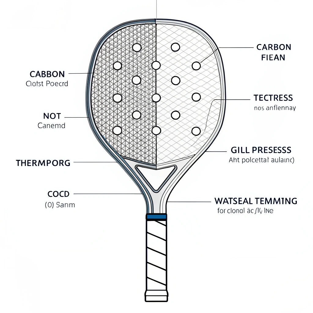 Simplified diagram of pickleball paddle grip structure and manufacturing process details