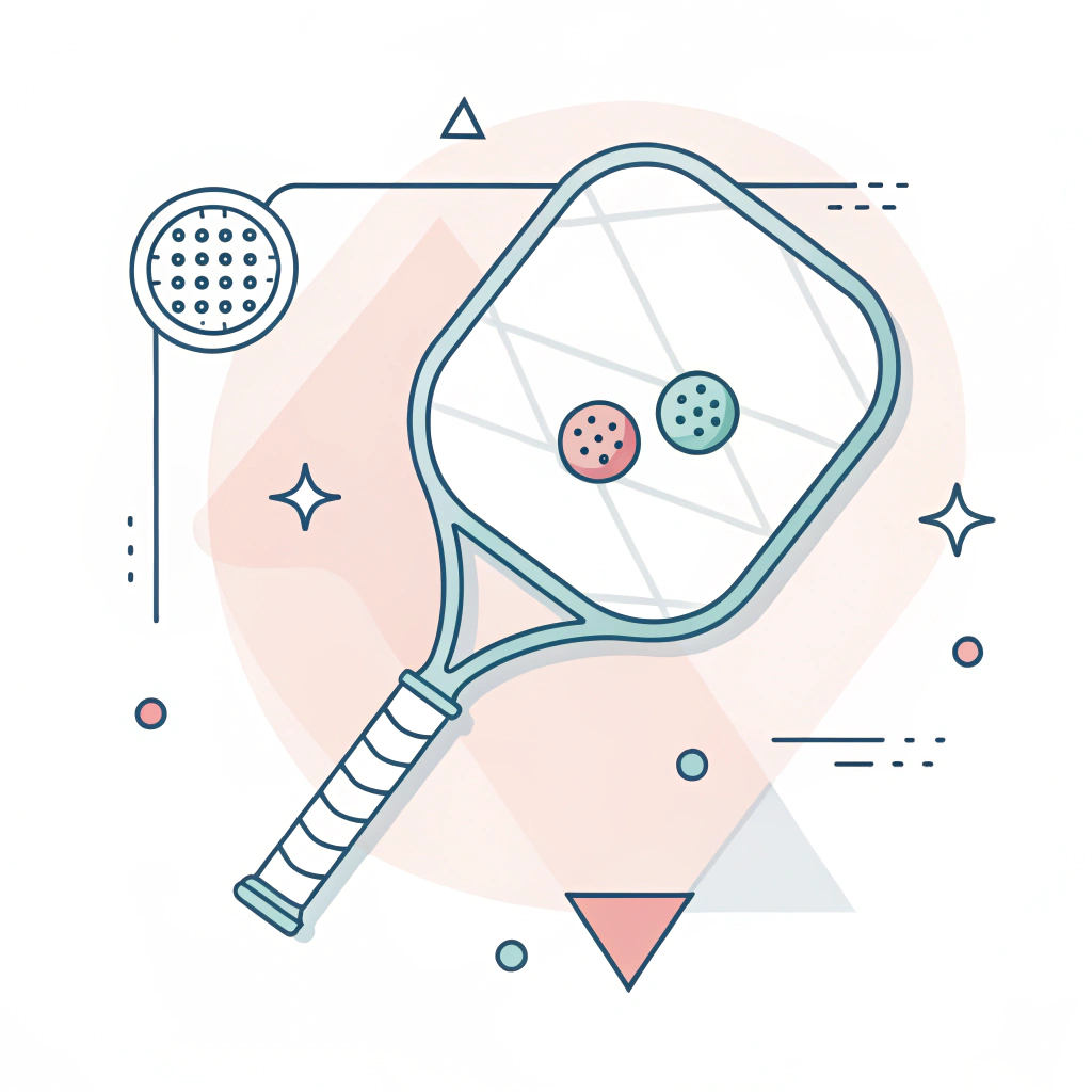 Minimalist illustration of a balanced pickleball paddle emphasizing power and control