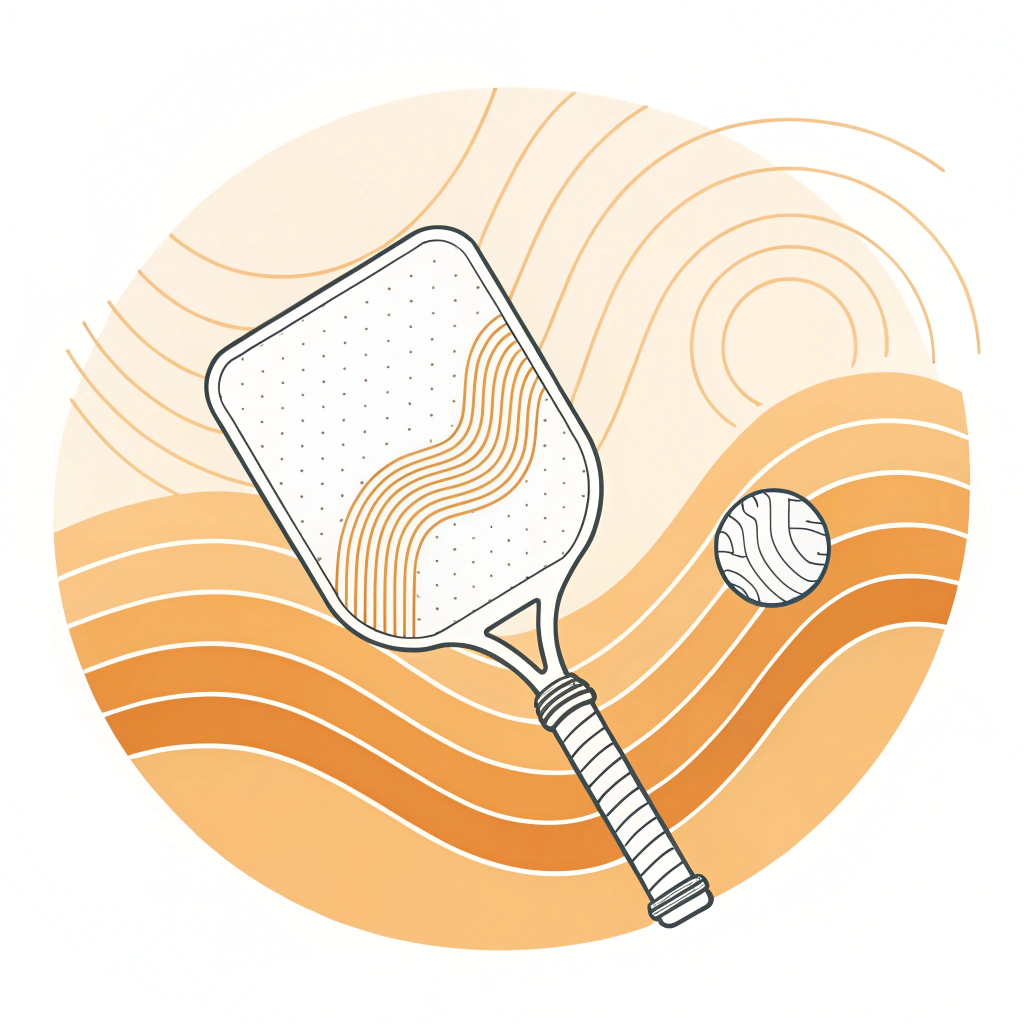 Minimalist 2D depiction of a pickleball paddle formed by heat and pressure showcasing precision molding.