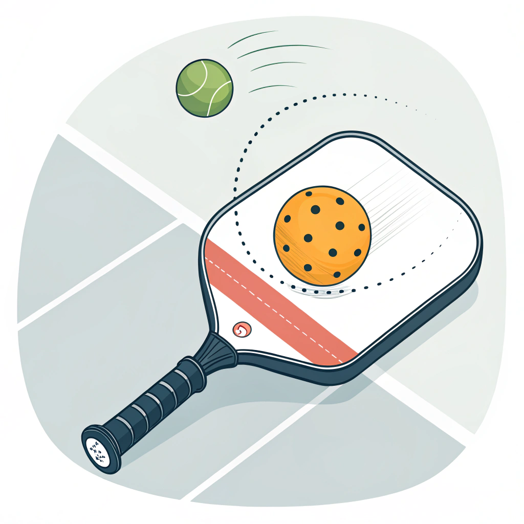 Digital minimalist drawing of a pickleball paddle showcasing dynamic performance and balanced design during play.
