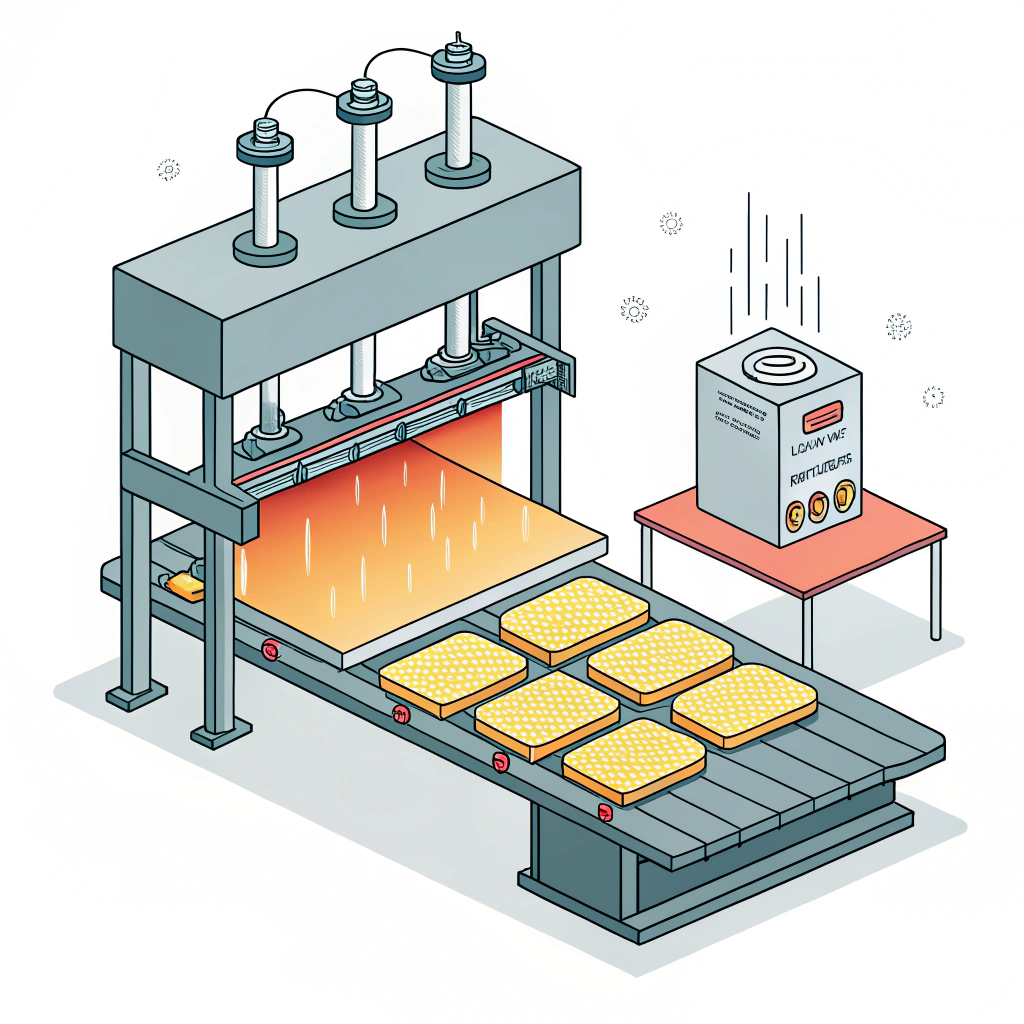 Minimal 2D illustration of hot pressing process for paddle production