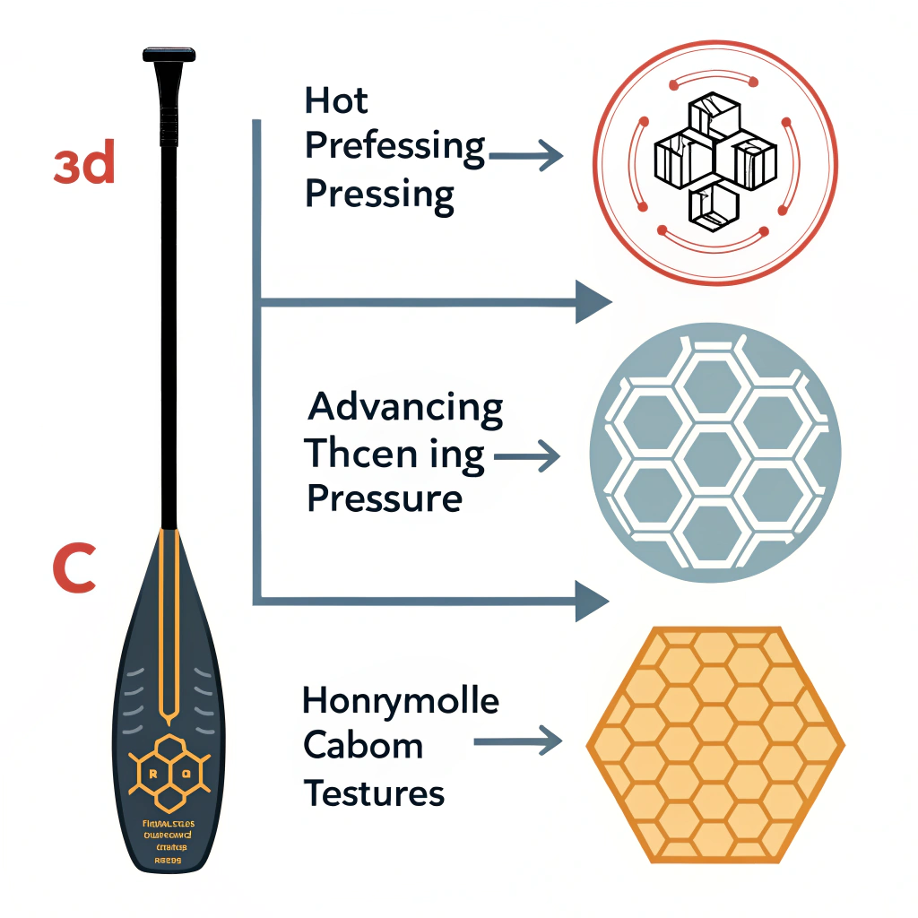 Minimal 2D illustration of advanced paddle manufacturing processes and materials.