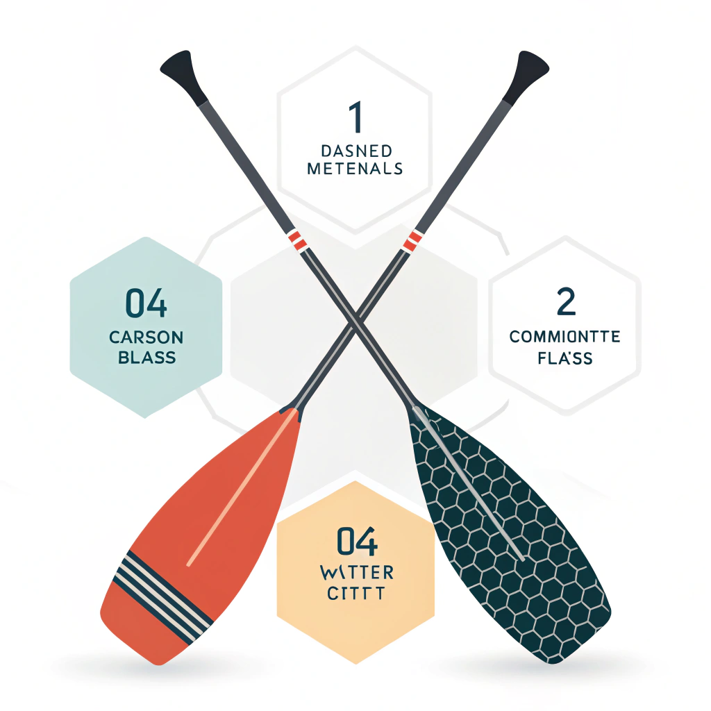 Minimal 2D illustration of abstract paddle materials with geometric shapes.