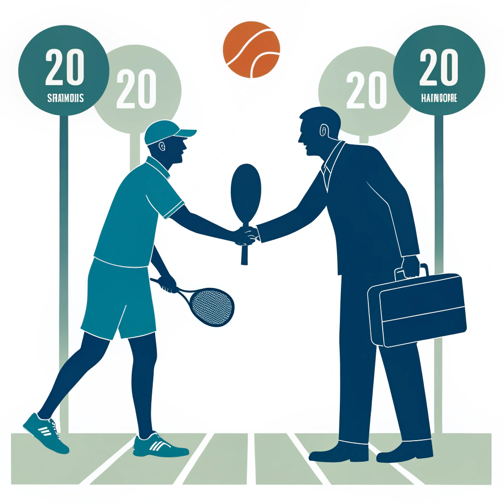 "Minimal illustration representing a handshake symbolizing sponsorship in pickleball."