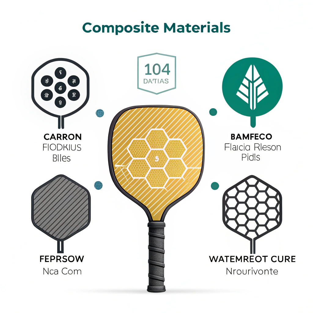 Simplified 2D illustration displaying icons of composite materials for paddles.