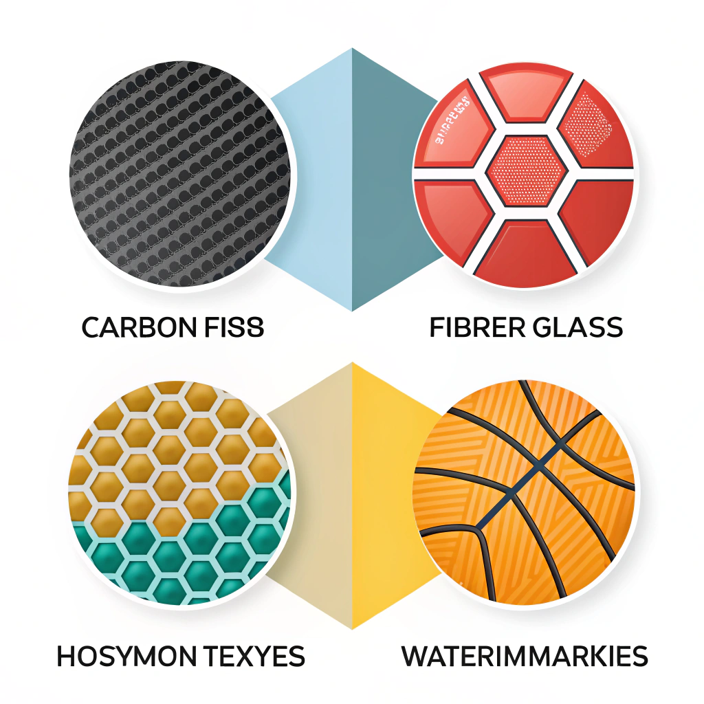 Minimal 2D collage of carbon fiber, fiberglass, and honeycomb materials for high-performance paddles