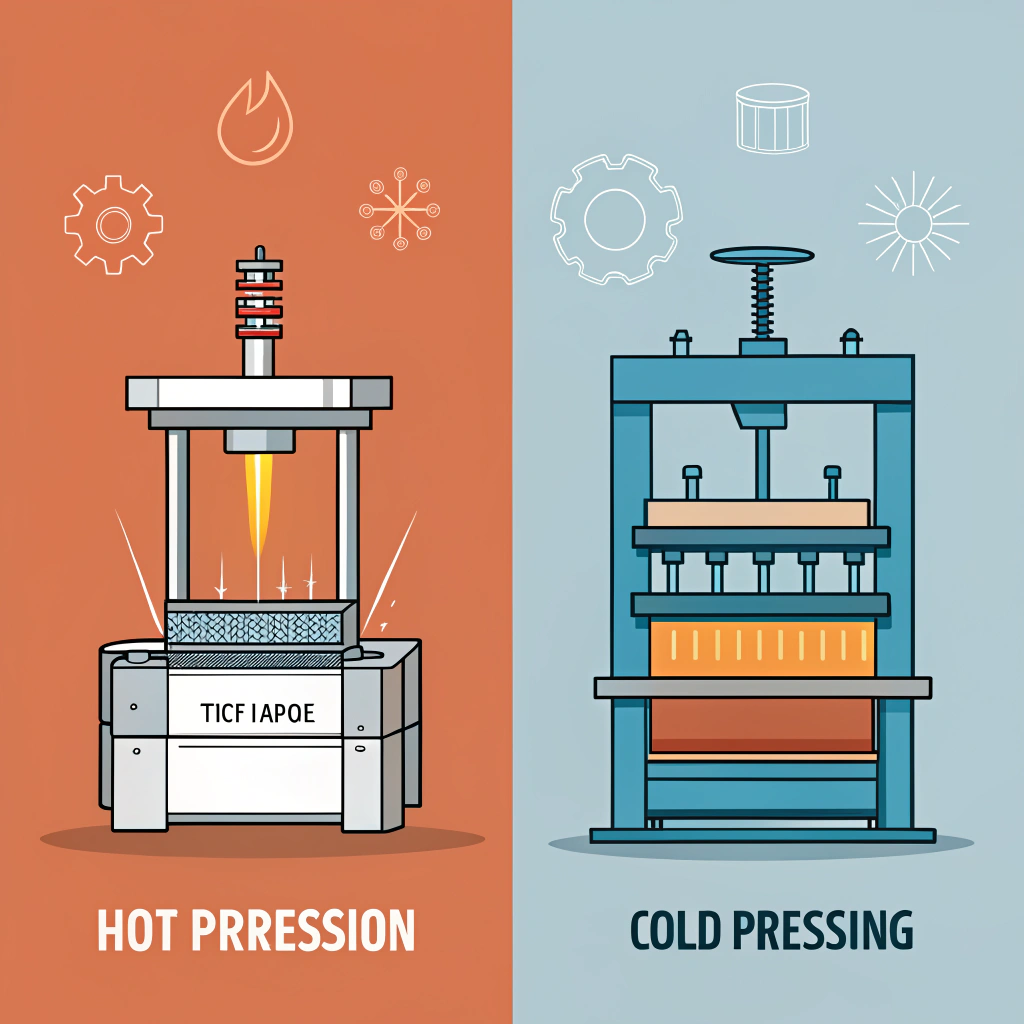 Minimal 2D split illustration showing hot pressing versus cold pressing for paddle production