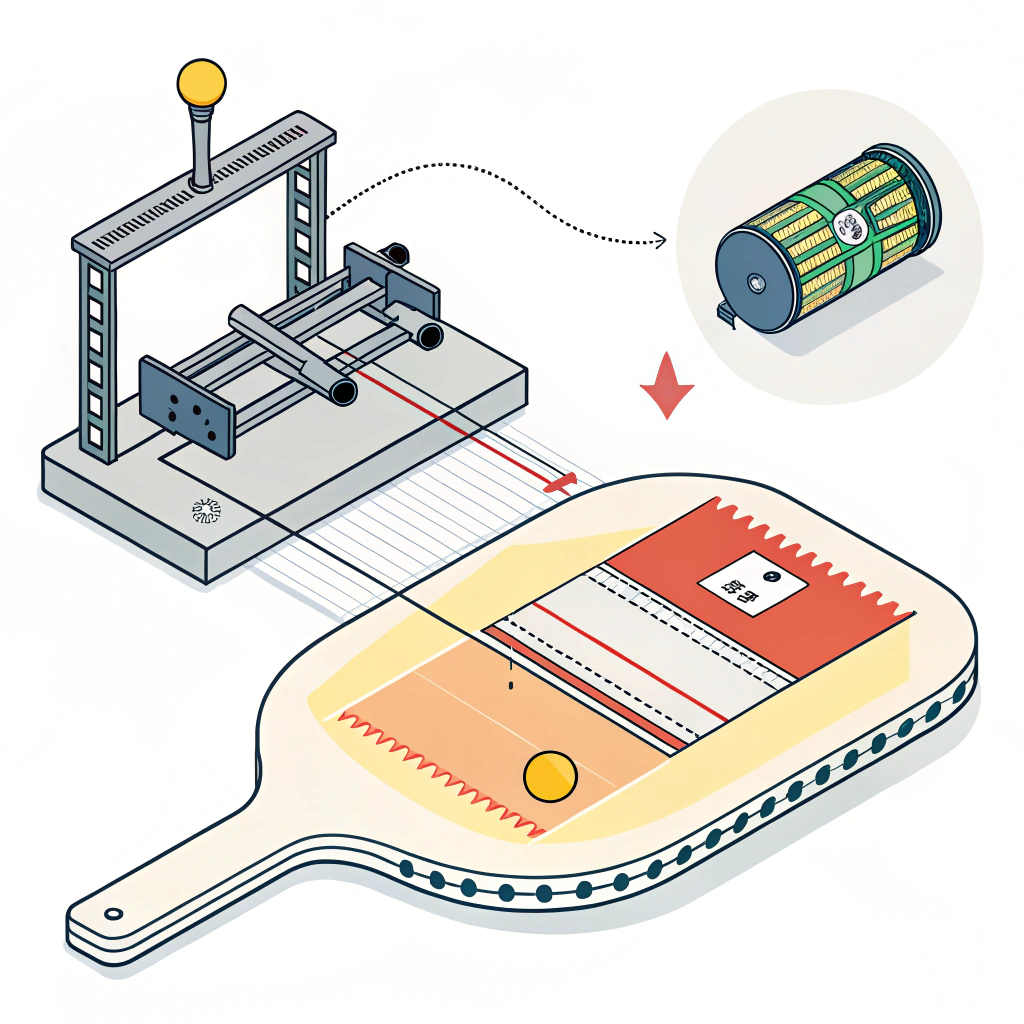 Simplified illustration of a pickleball paddle undergoing DTF transfer with heat press.