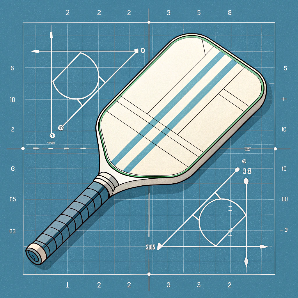 Minimalist 2D blueprint of a high-tech pickleball paddle design