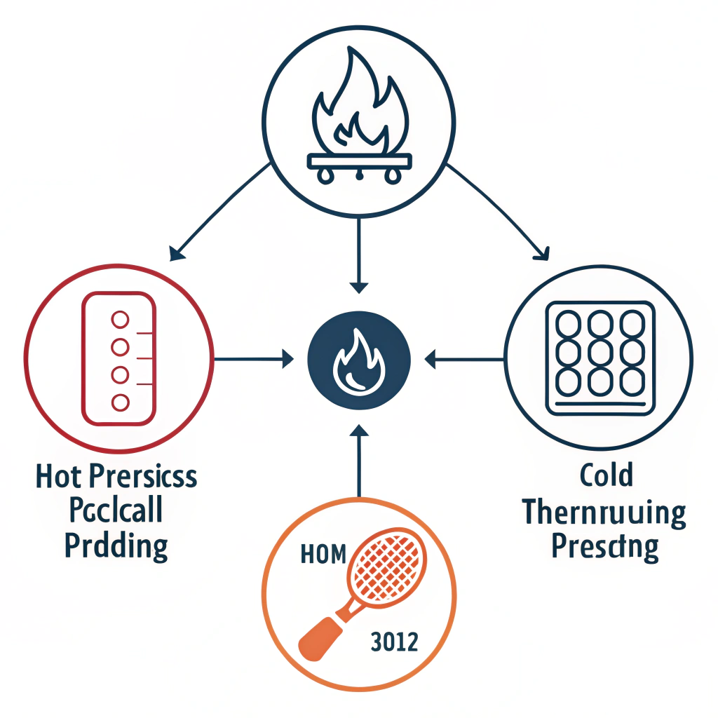 "Flat design diagram of three manufacturing processes depicted using minimalist icons."