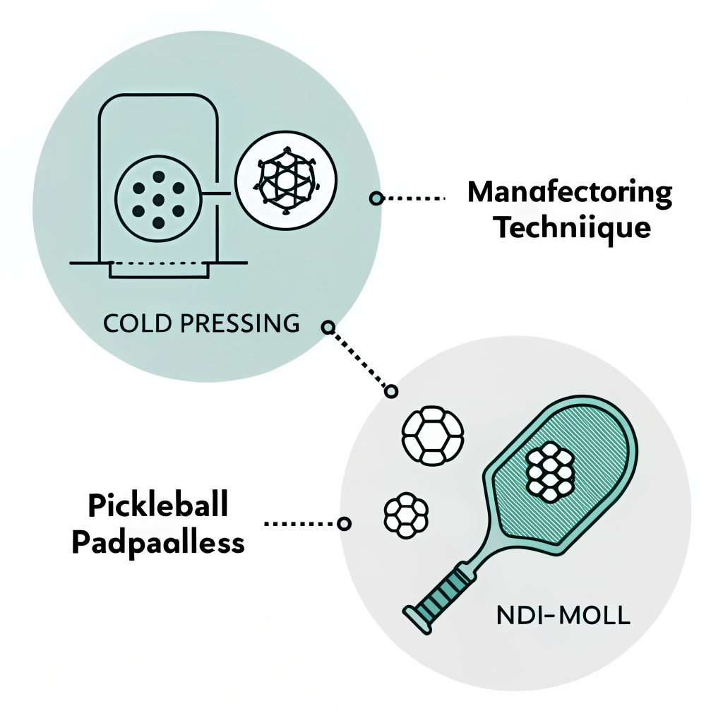 "Minimalistic illustration of cold pressing and thermoforming paddle manufacturing processes."