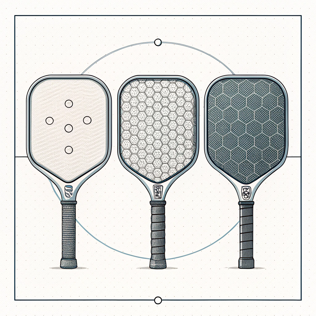 Three minimalist pickleball paddles showcasing distinct material textures and precision design.