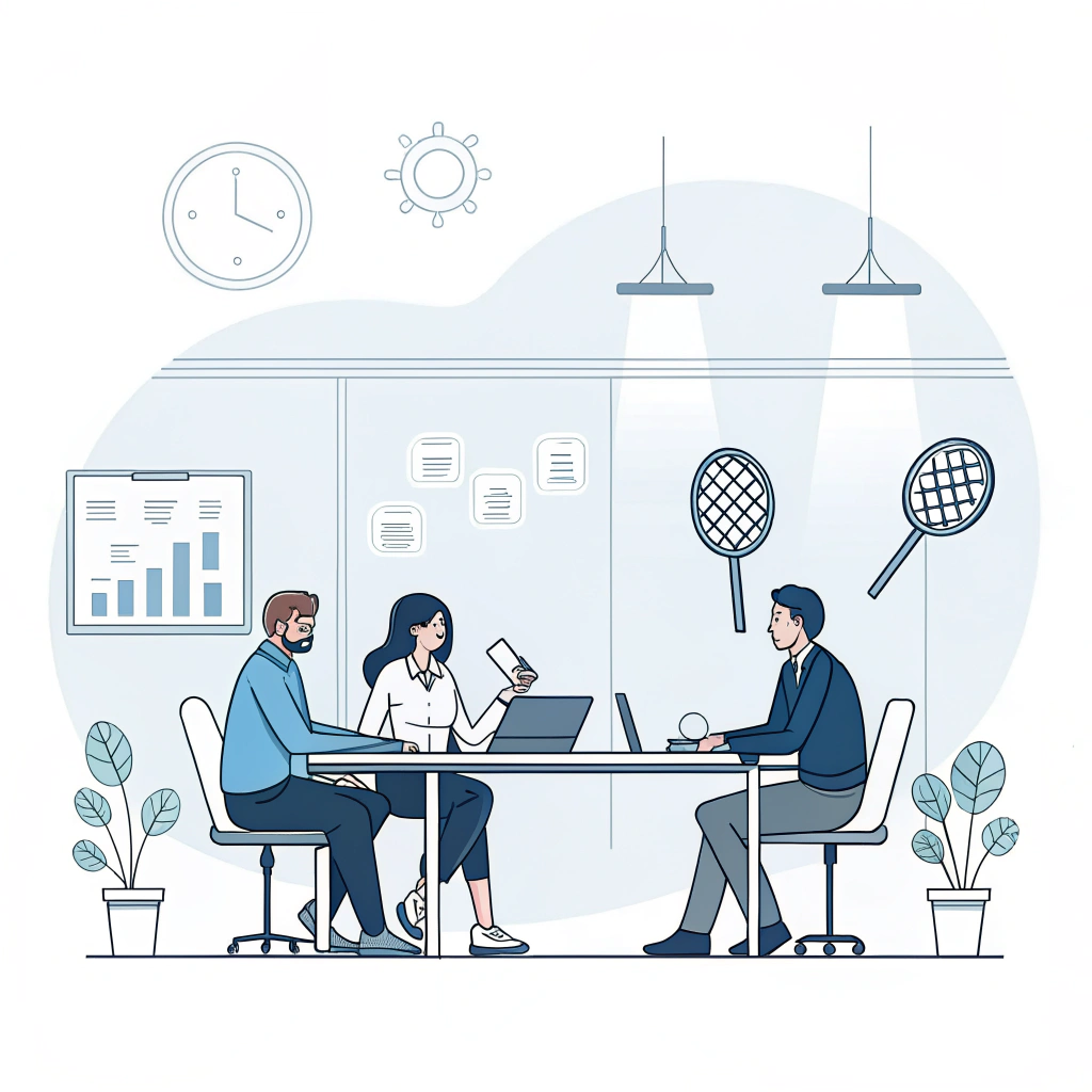 "Minimalist illustration of professionals discussing cost-effective paddle strategies."