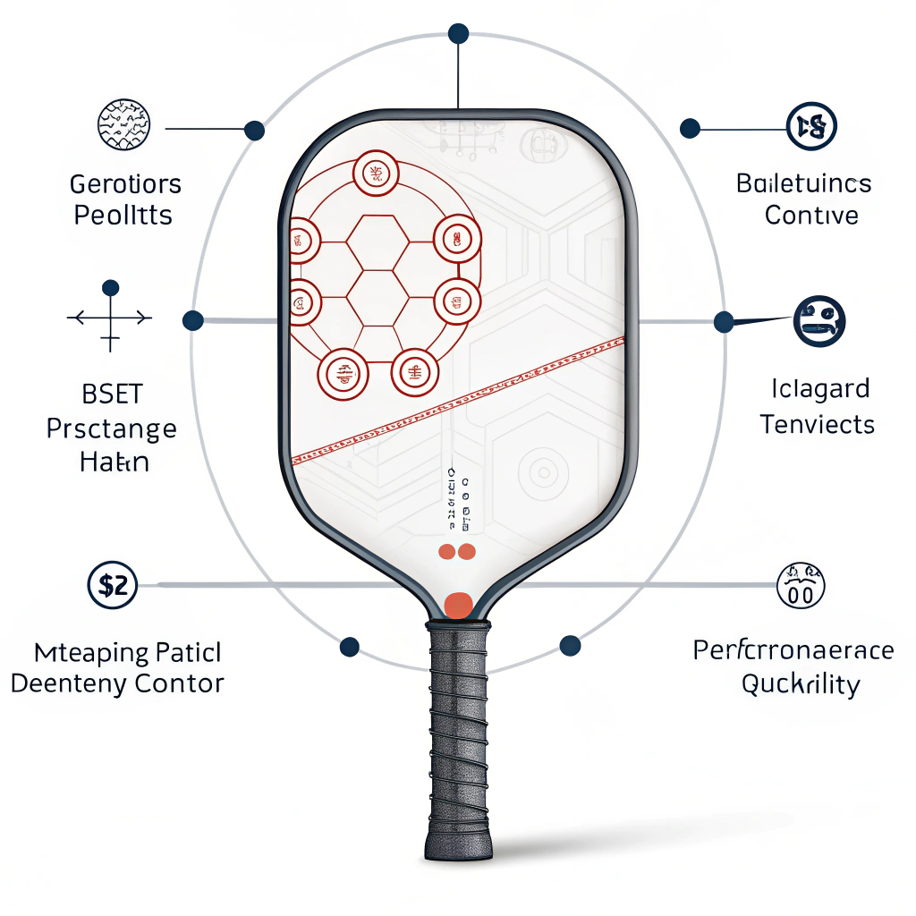 Minimal illustration showcasing ergonomic paddle design with quality control elements.