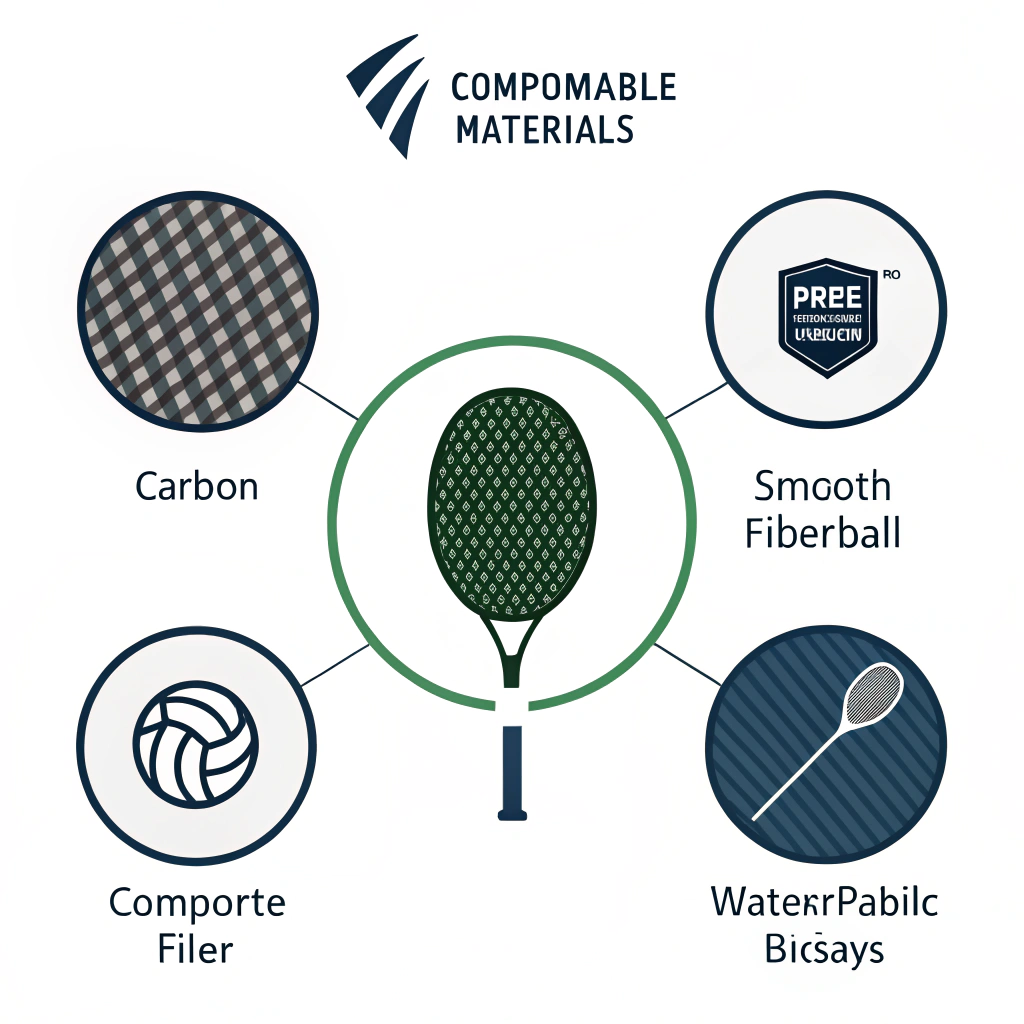 Simplistic flat design illustration of high-performance materials for pickleball paddles
