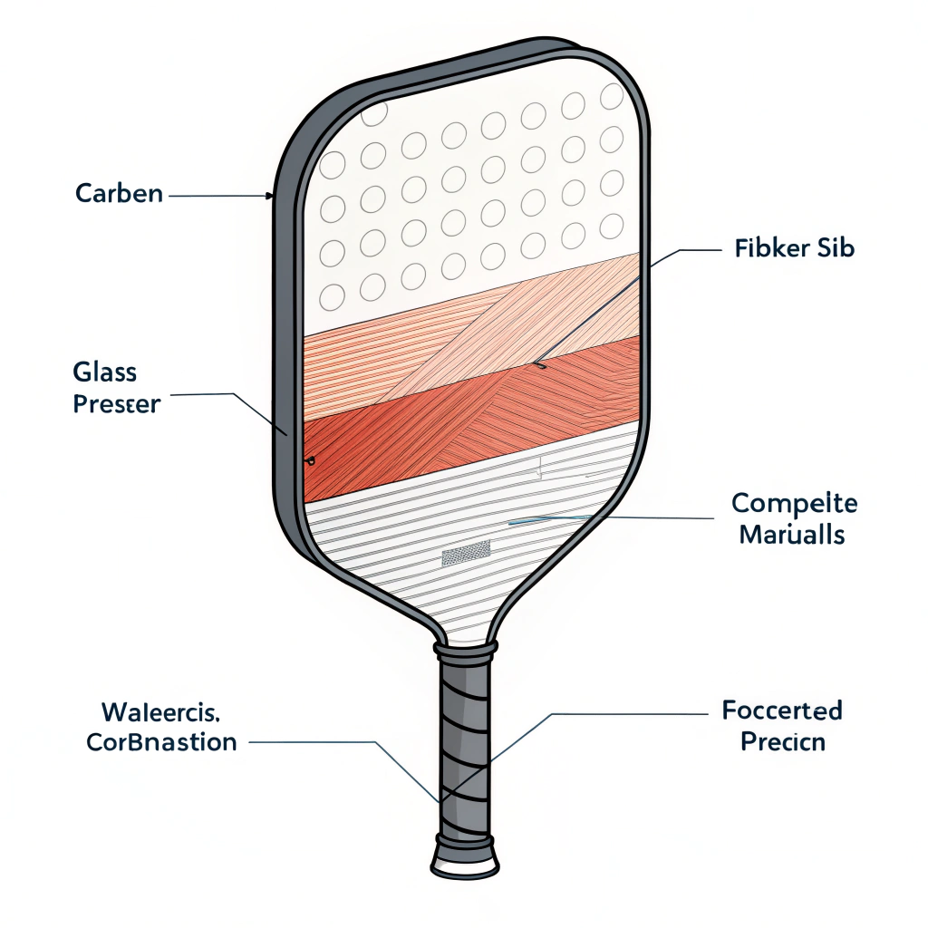 Minimal 2D illustration of a paddle with layered material details and abstract production elements.