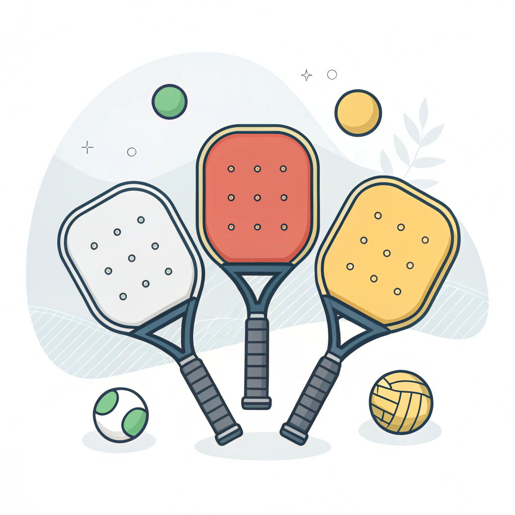 Minimalistic illustration of high-performance pickleball paddles with technical appeal
