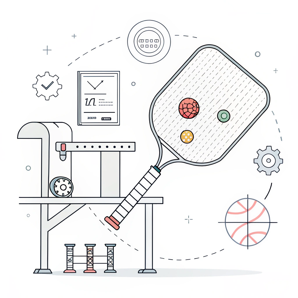 Minimalistic illustration of paddle testing and quality standards in production.