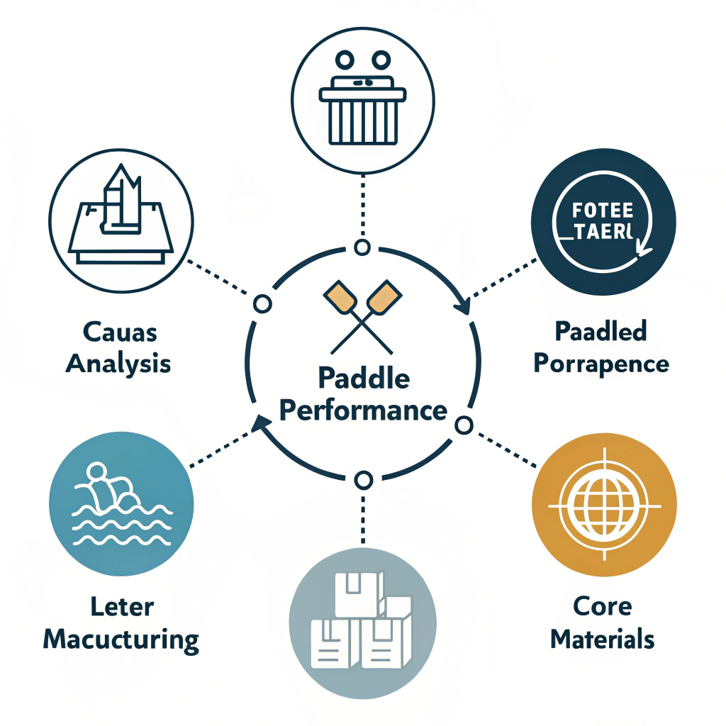An abstract minimalistic illustration linking material composition and processes influencing paddle performance.