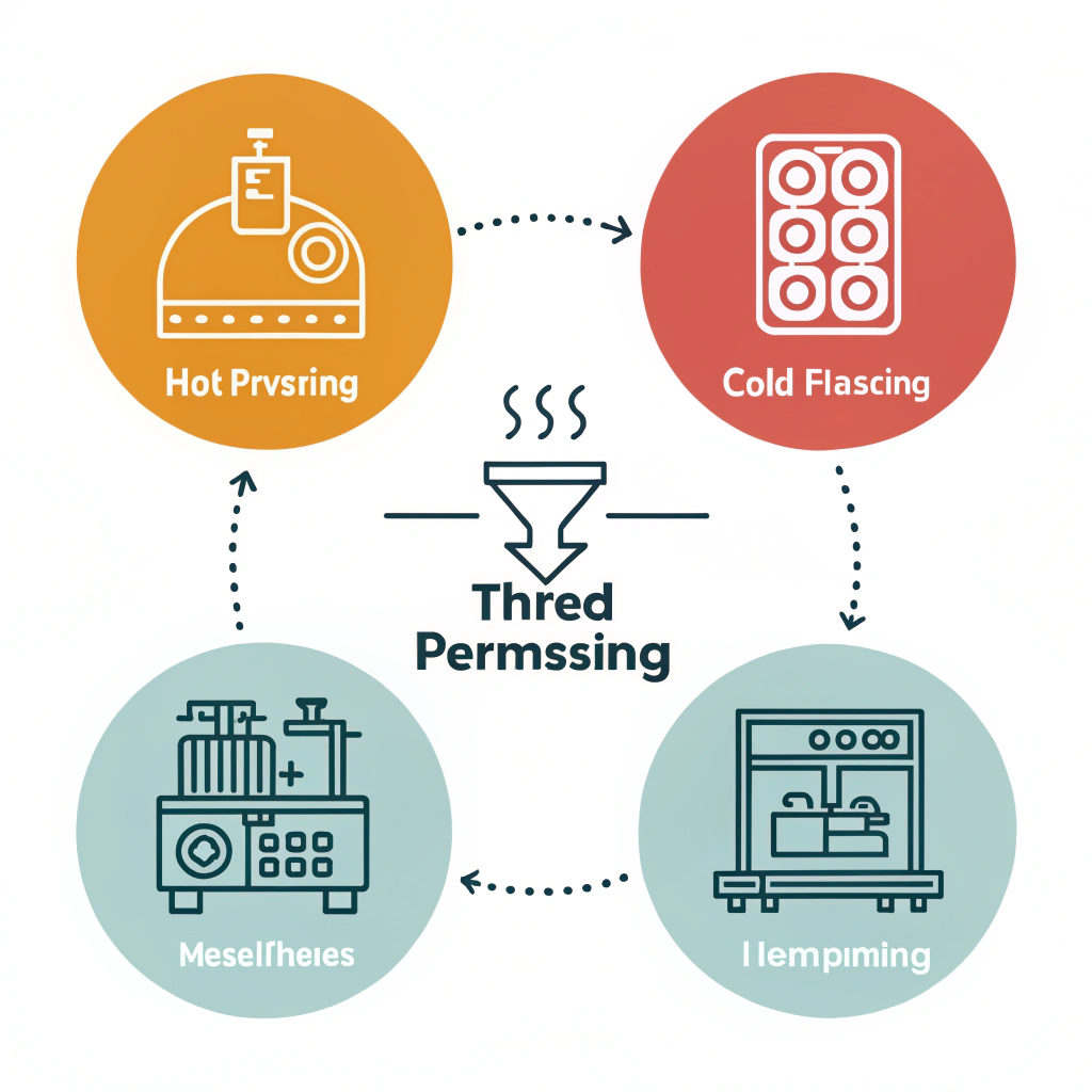 2D minimalist infographic with simple icons comparing three manufacturing processes