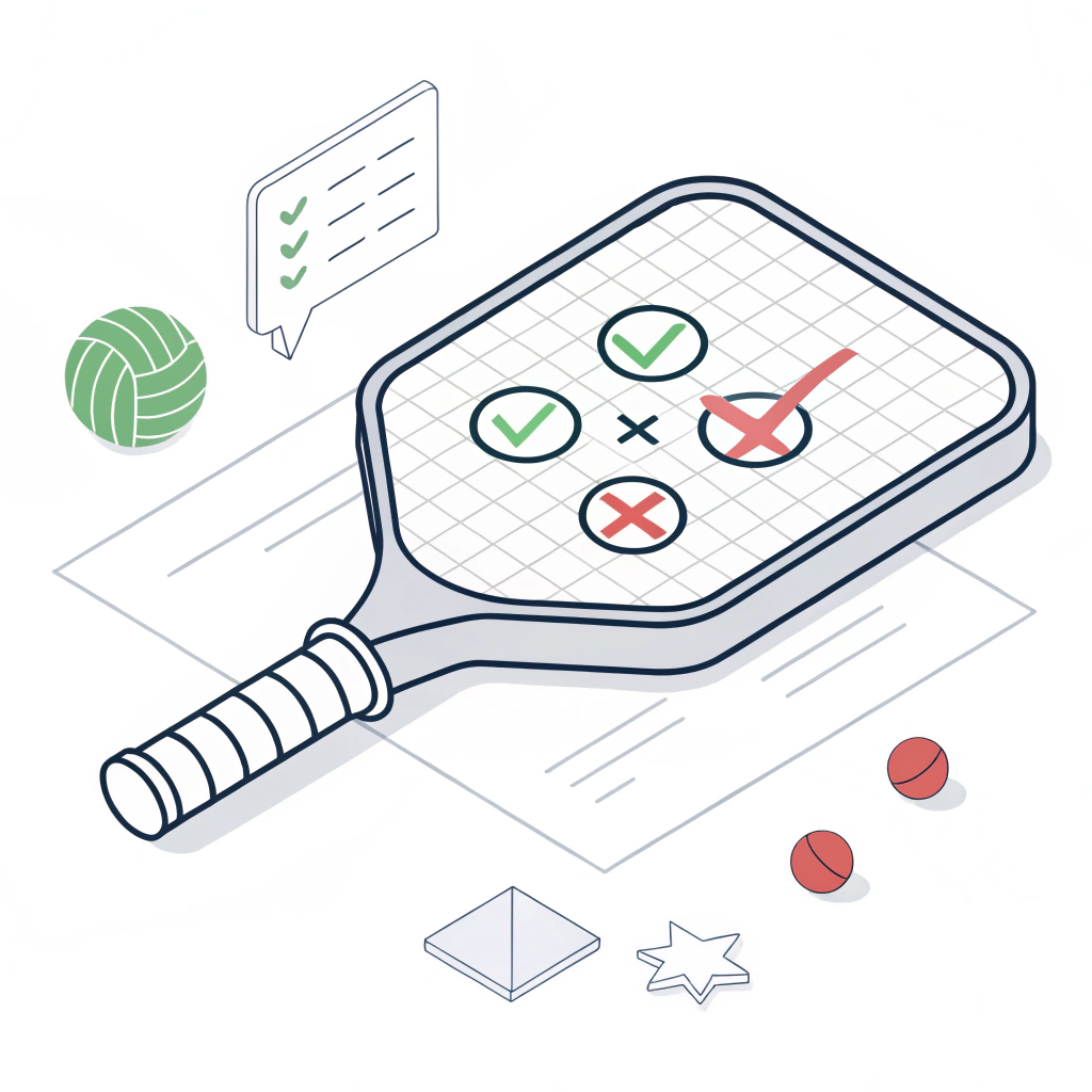 2D illustration of a pickleball paddle under quality control testing