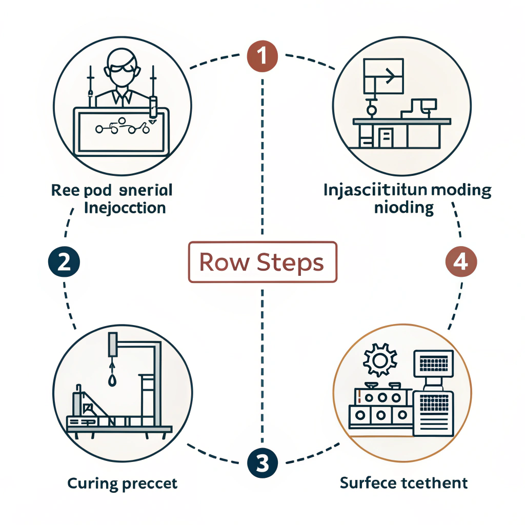 Simplified 2D diagram of production steps for custom pickleball balls