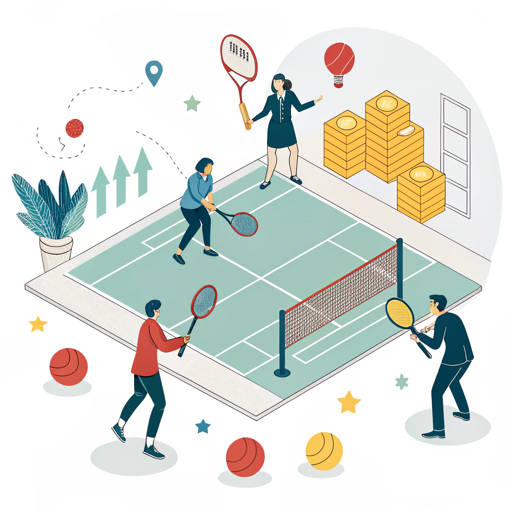 Minimalist illustration of a dynamic pickleball market overview and community energy