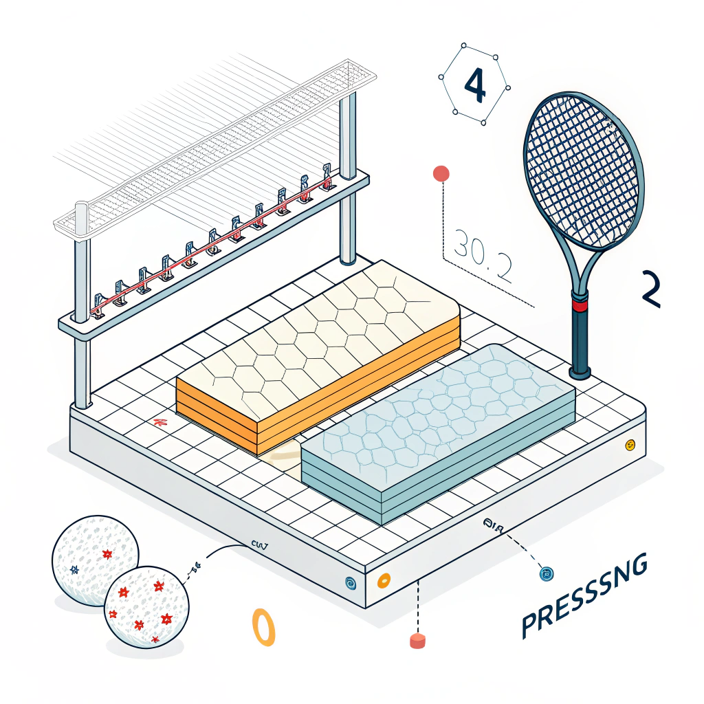 Minimalist 2D illustration showing modern pickleball paddle manufacturing techniques in sleek style.