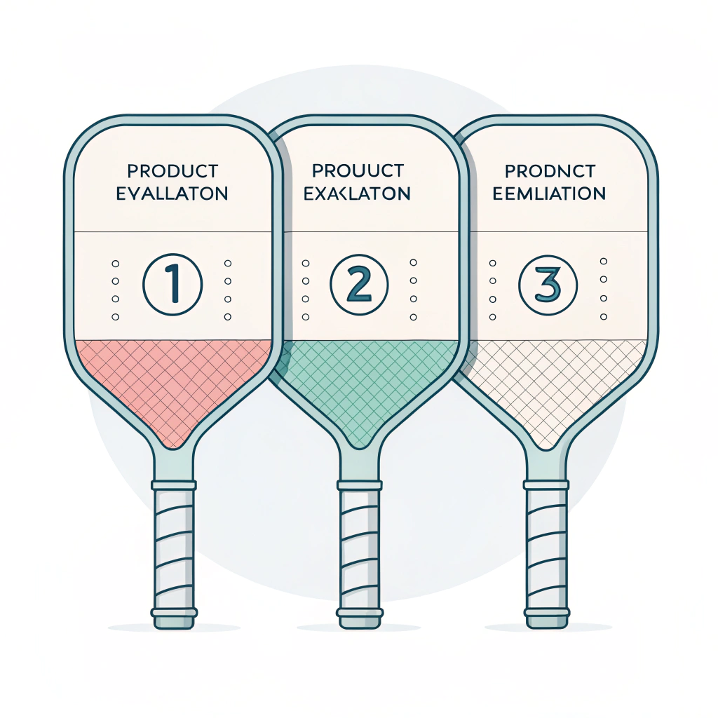 Minimalist illustration of diverse pickleball paddles for B2B evaluation