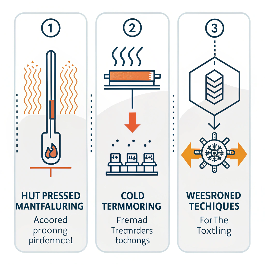 Flat icons representing hot pressing, cold pressing, and thermoforming