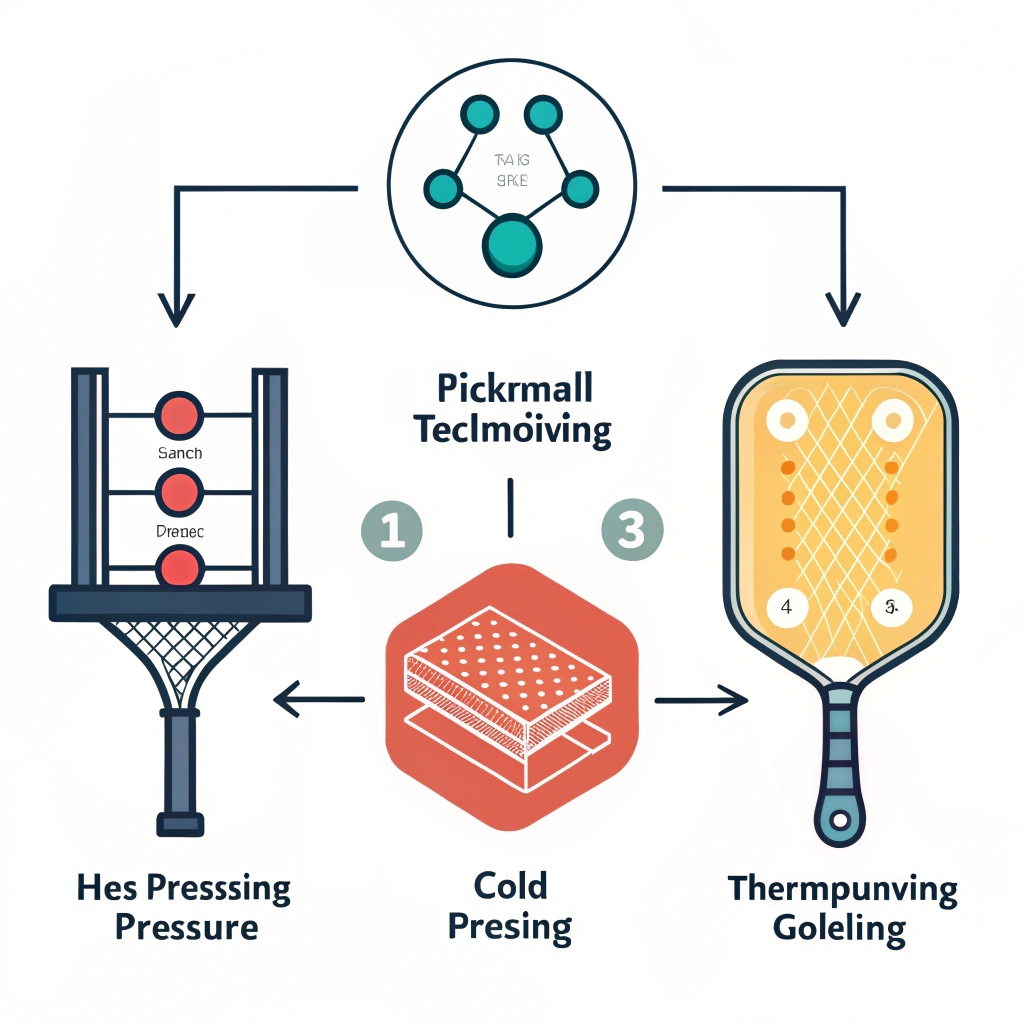 Minimal illustration of hot pressing, cold pressing, and thermoforming production processes.