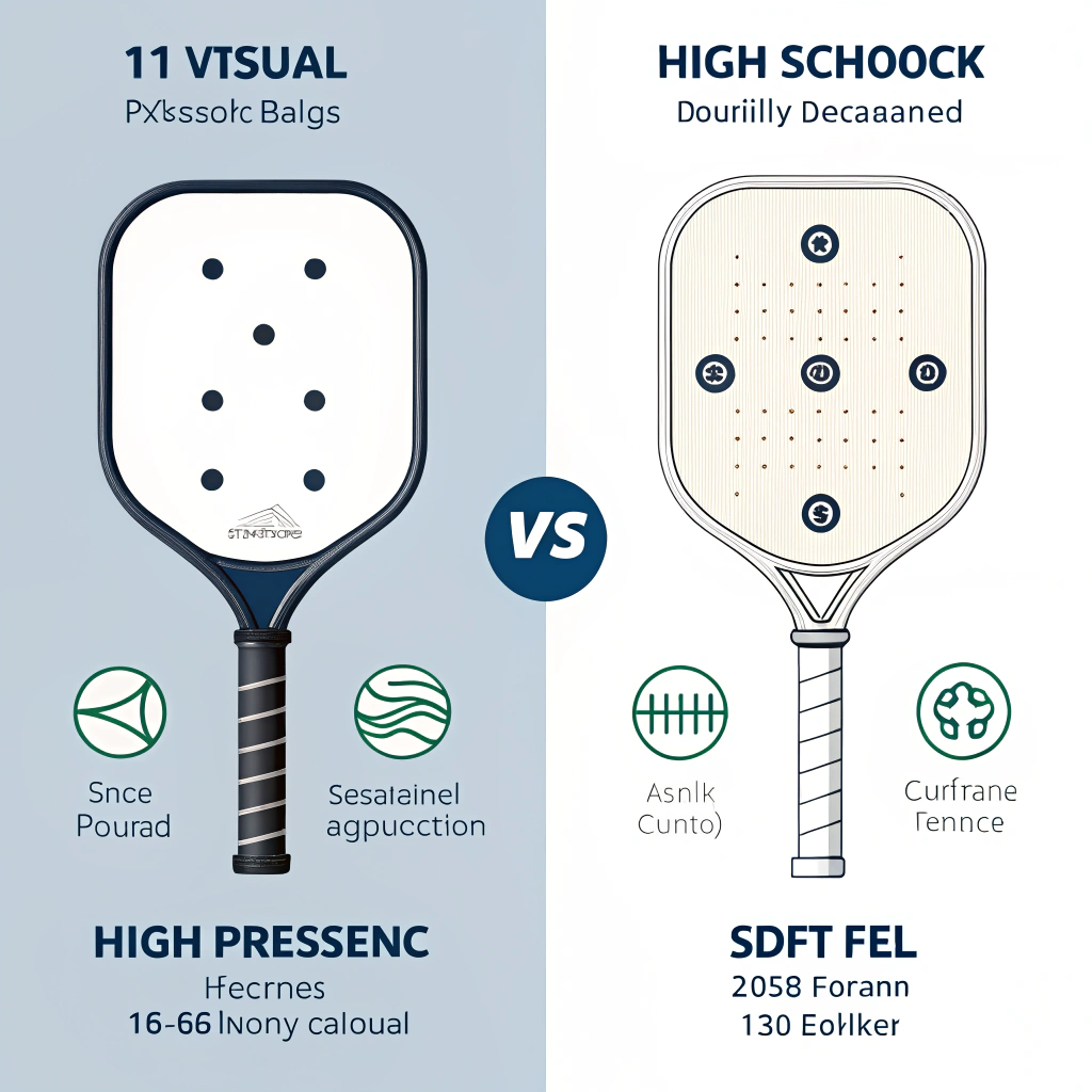 Flat illustration showing two pickleball paddles highlighting durability versus control.