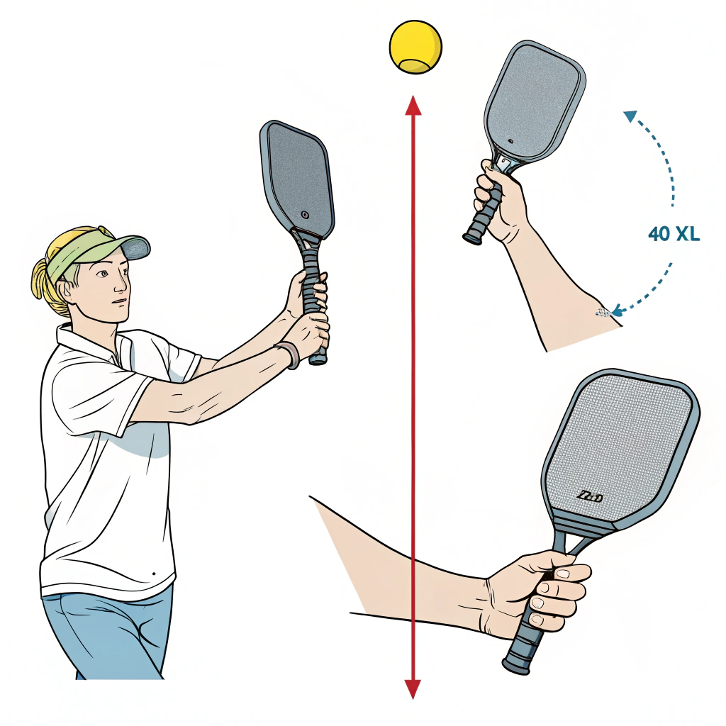 Minimalist side-by-side 2D illustration of Eastern and pancake pickleball grips