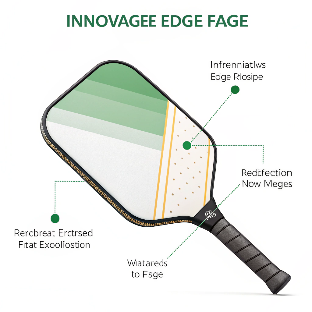 Simple flat illustration of a pickleball paddle with highlighted taped edges