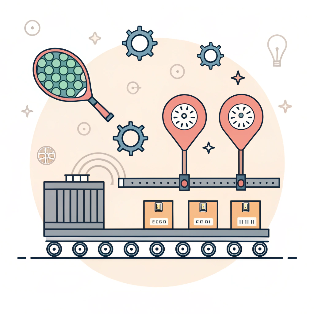 A simple 2D illustration representing scalable production and reliable manufacturing processes for sports equipment