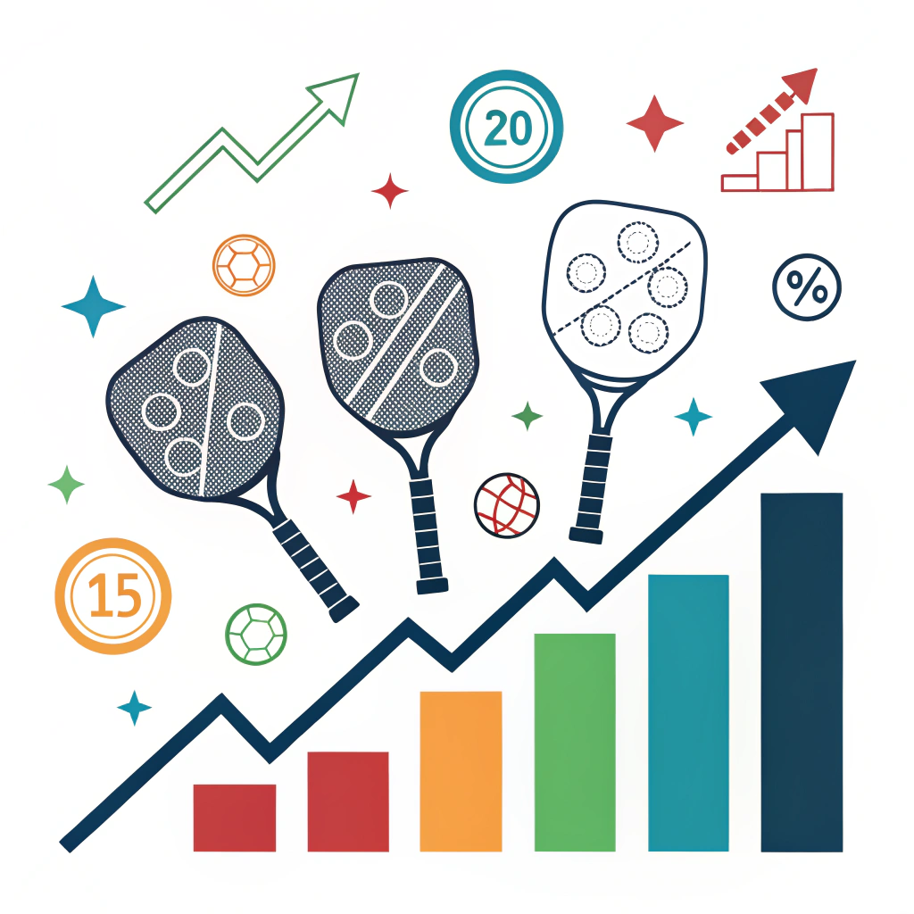 Minimalist illustration illustrating market trends with abstract paddle and graph icons.