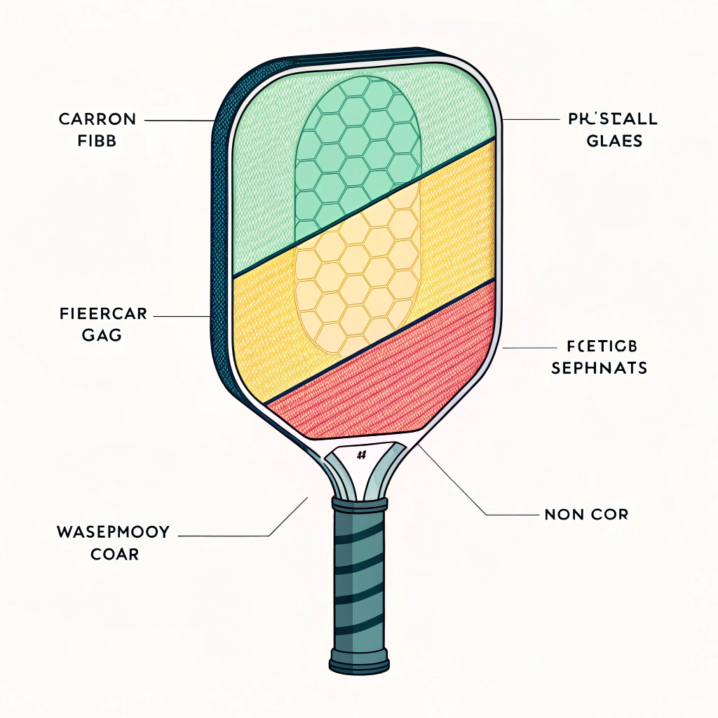 Minimalist 2D cross-sectional view of a composite pickleball paddle