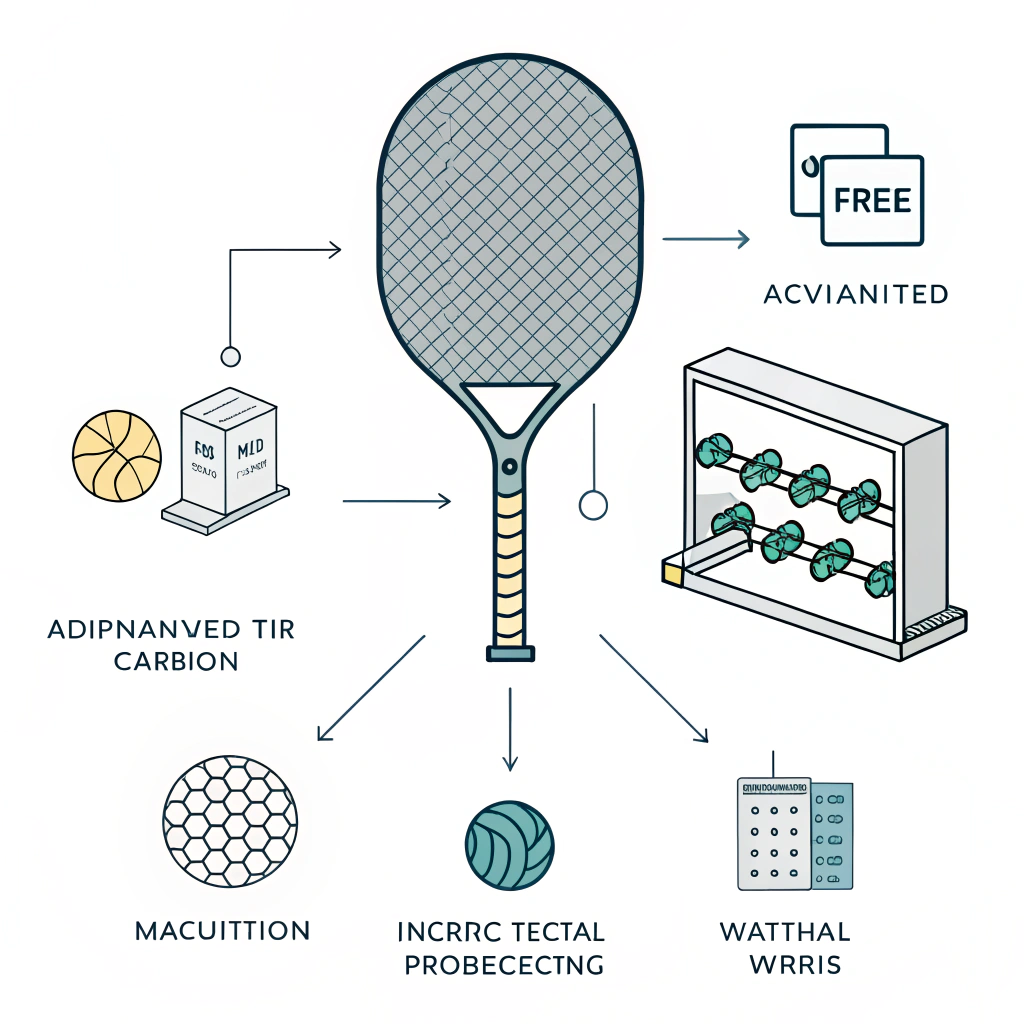 Minimalistic 2D illustration of advanced paddle production techniques.