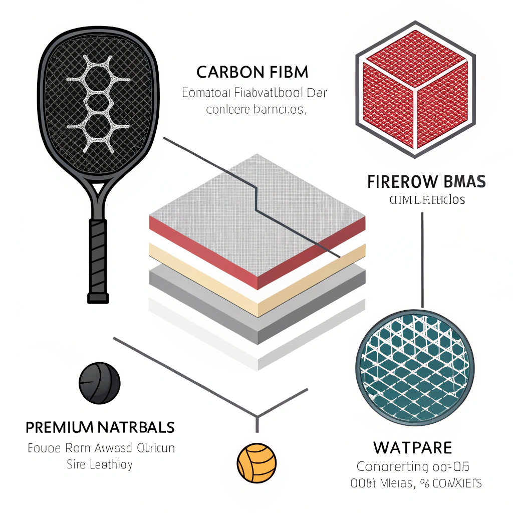 Flat design illustration showing abstract forms of high-quality pickleball paddle materials.