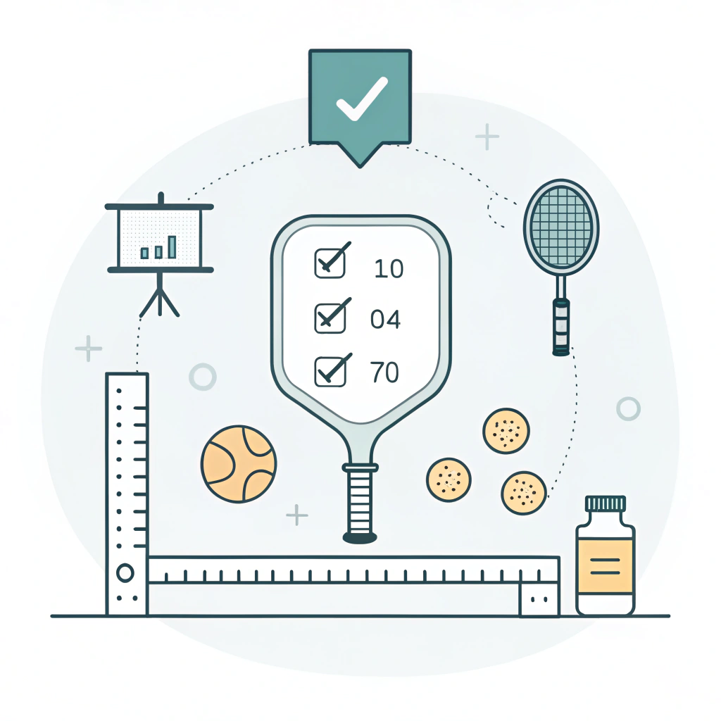 Minimal illustration of paddle quality control with abstract testing symbols.