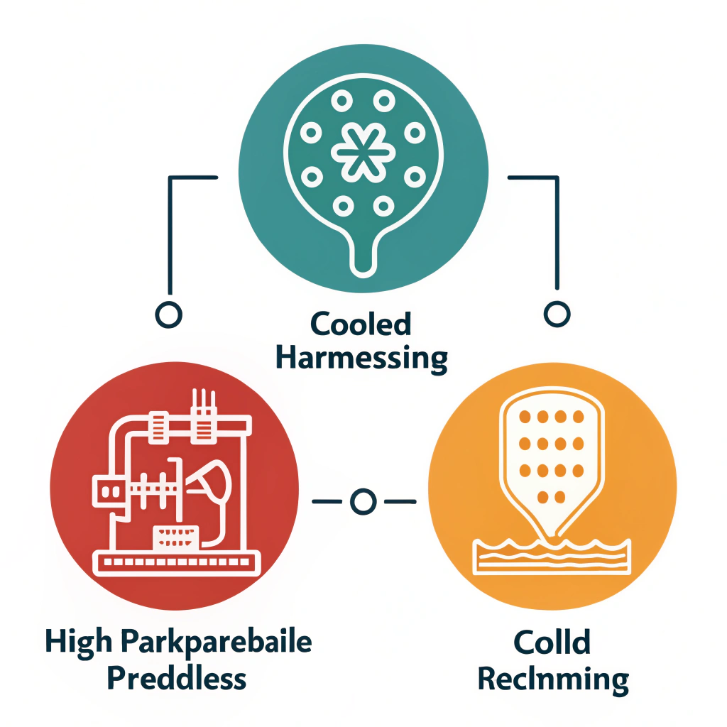 Minimalist 2D illustration of advanced manufacturing processes for pickleball paddles