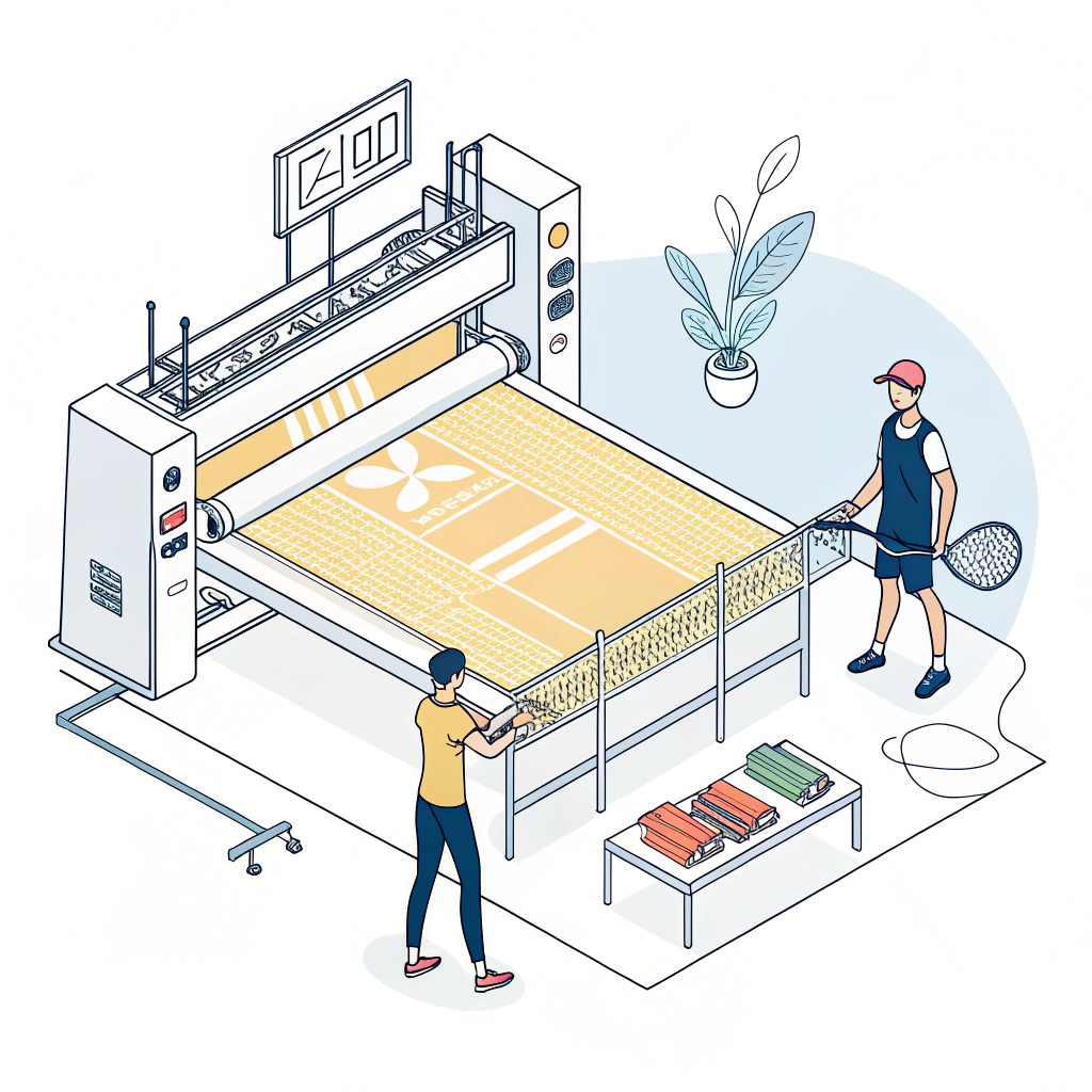 Minimalist illustration showcasing digital printing and laser cutting for sportswear production.