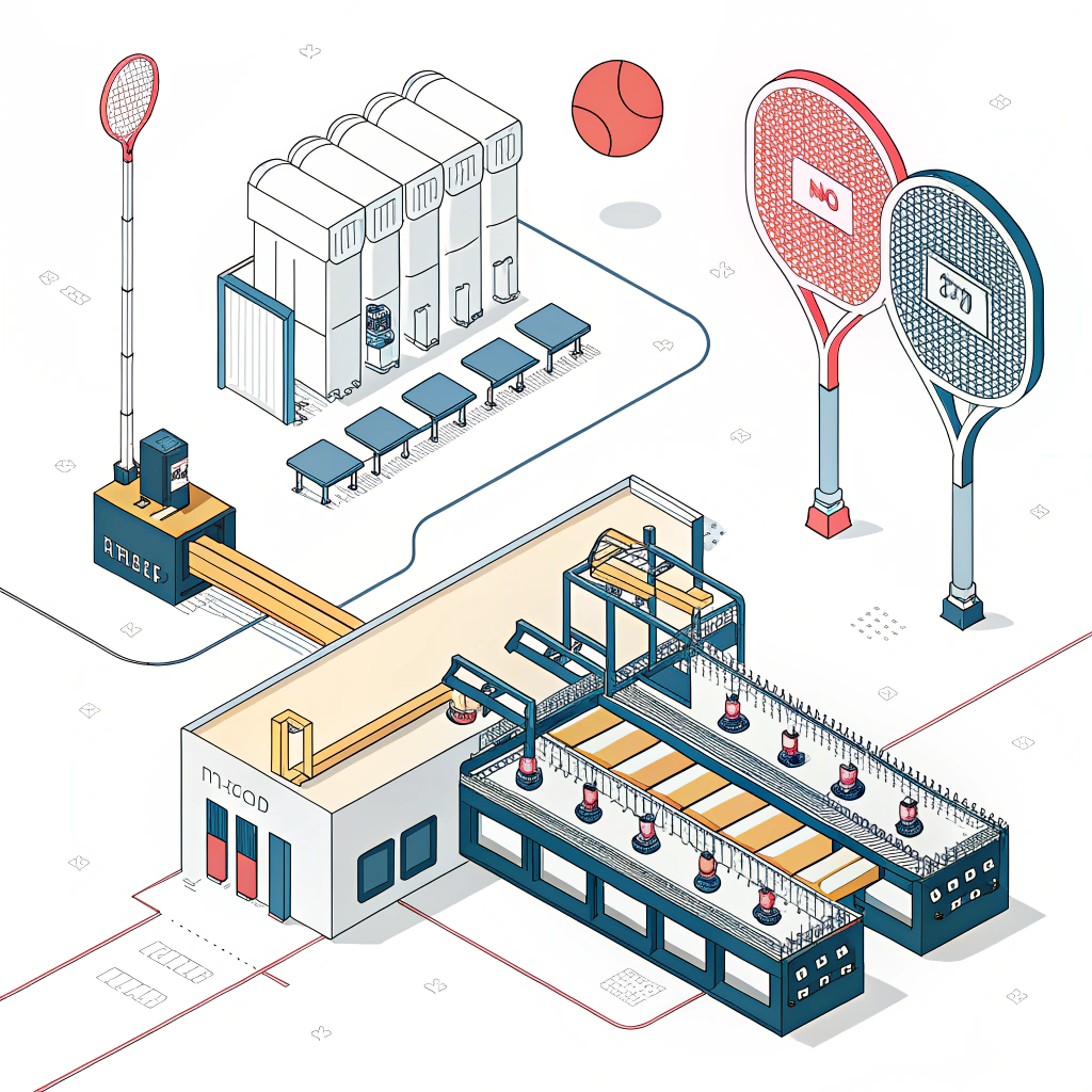 A clean 2D illustration of advanced industrial paddle production with futuristic design elements.
