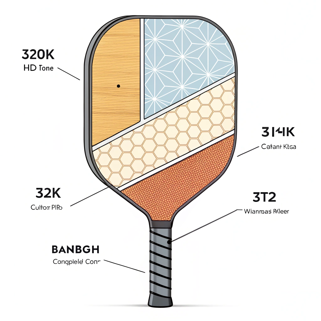 "Abstract 2D illustration showing segmented paddle parts for different materials."