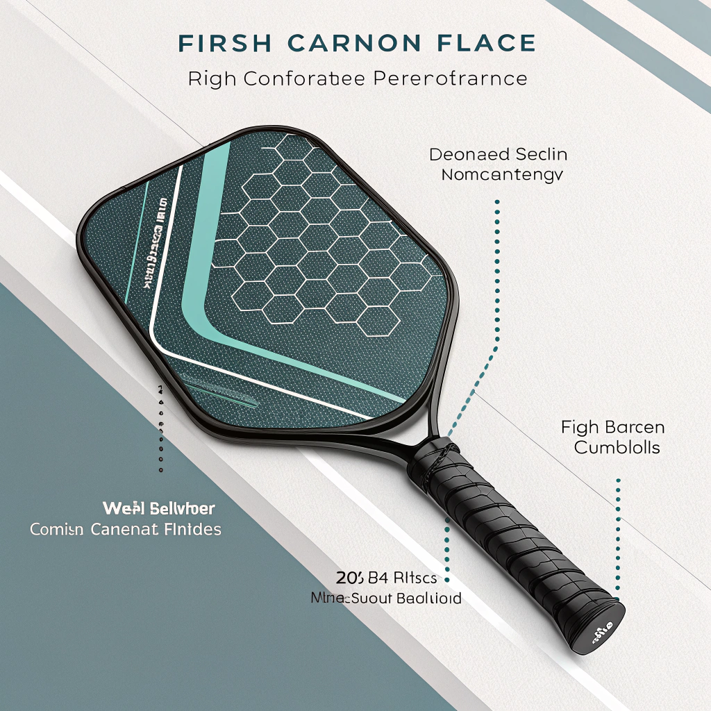 Minimal illustration of an advanced pickleball paddle with modern manufacturing design